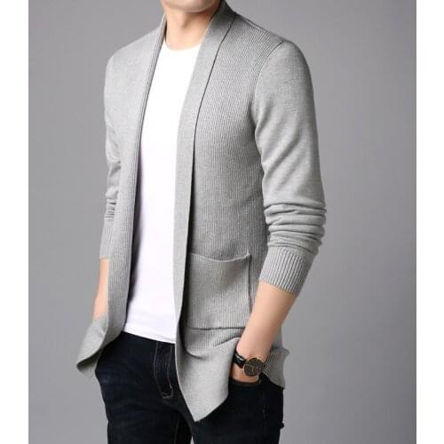 2019 New Long Mens Cardigans MenS Long Sleeves Blue Cardigan Men Sweaters MenS Casual Waistcoats M -3Xl KK2995