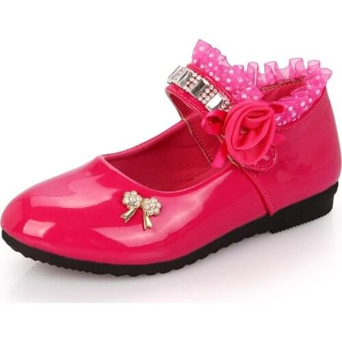 2021 New Children Elegant Princess PU Leather casual Sandals Kids Girls Wedding Dress Party Beaded Shoes For Girls