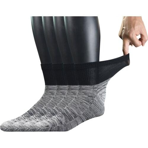 Mens 4 Pairs Bamboo Diabetic Ankle Socks with Seamless Toe And Cushion Sole,L Size(Socks Size:10-13)