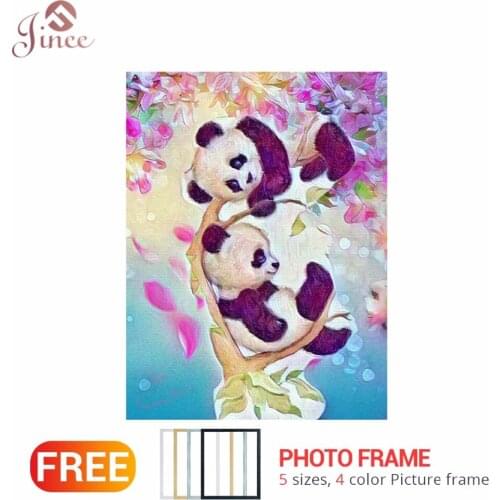 5d diy Daimond Painting full square Two Pandas Diamond Embroidery Rhinestone Painting Crystal Mosaic Children Framed Gift