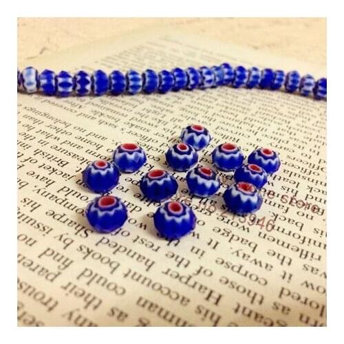 72Pcs/Pack 8*6MM Blue Rondelle Glass Lampwork Crystal Bead Jewelry Beads