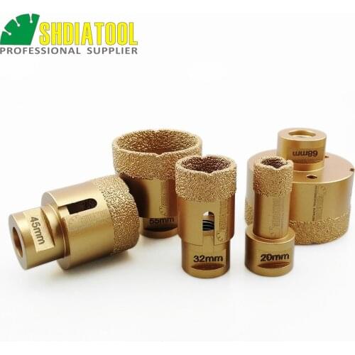 SHDIATOOL Vacuum brazed diamond drilling core bits with 15MM Diamond height 20/32/45/55/68mm M14 connection Drill bits hole saw