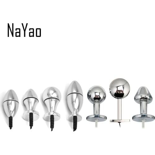 Two Pole Electric Shock Used Anal Plug Medical Themed Toys for Adult Game Electro Shock Used Anal Beards TENS Sex Toys EAP 007