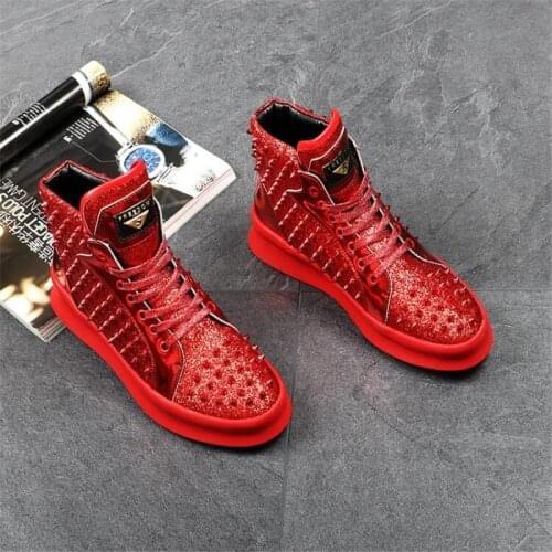 New Genuine Leather Mens Fashion Casual Shoes Spring Autumn Ankle Boots Shoes Men High Top Mens Boots Flats Shoes Glod Sliver