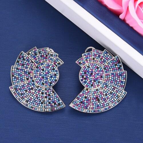 LARRAURI Brand Jewelry Geometric Earrings Full Cubic Zirconia Stud Earring Inlaid Bridal Wedding Earrings 2019