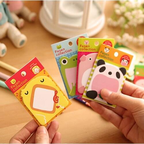 Cute Animal Memo Pad Paper Stickers Kawaii Stationery Memo Pad Decorative Message Sticky Note Pad School Office Supplies