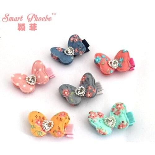Boutique 30pcs Fashion Glitter Cute Butterfly Gemstone Pearl hairpins Solid Kawaii Floral Hair Bow Hair Clips Hair Accessories