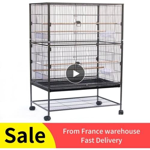 Double Layer Bird Cage Accessories Bird House Outdoor Large Birdcage Cockatoo Canary Parrot Macaw Cage With Casters HWC