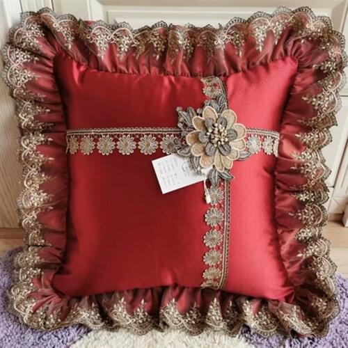 European Luxury Cushion Cover with lace decor Home Decor floral decor Sofa Pillow Cover Home Pillow Case Throw Cushion Covers
