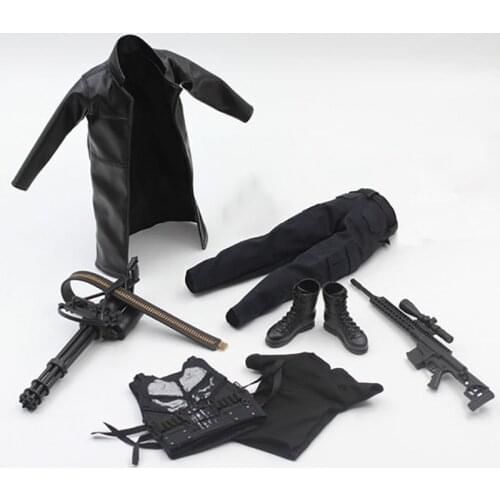 Toys Works TW003 1/6 Punisher Frank Castle Costume Rebellious Clothes Set with Weapon Fit 12'' Male Action Figure Body for Fans