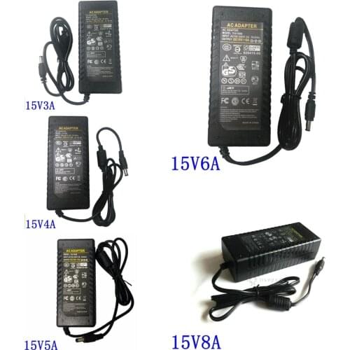 15V Switching Power Supply AC DC Adapter 15V 3A 4A 5A 6A 8A 45W 60W 75W 90W 120W LED Speaker Sound Audio Power Charger