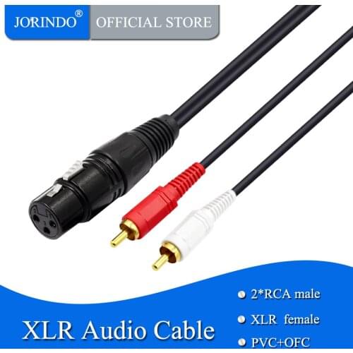JORINDO 1.5M/4.92FT 3-hole XLR female extension extends to dual RCA male audio cable,Audio Splitter Y Cable for Mixer