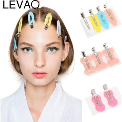 LEVAO 4PCS Candy colors Wide Non-marking Hairpin for Girls Hair Grips Hairpin Headwear Women Barrette Hair Accessories Headdress
