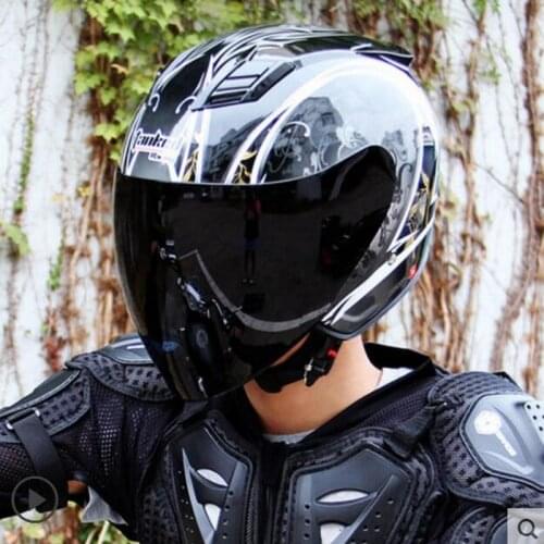 2017 Winter Fashion Tanked Racing Double lens motorcycle helmet 3/4 Open face motorbike helmets of ABS PC Visor lens M L XL XXL