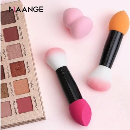 MAANGE 2Pcs Double Heads Nylon Makeup Brush Set Waterdrop Gourd Sponge Blush Loose Foundation Cosmetic Tool dropship Wholesale