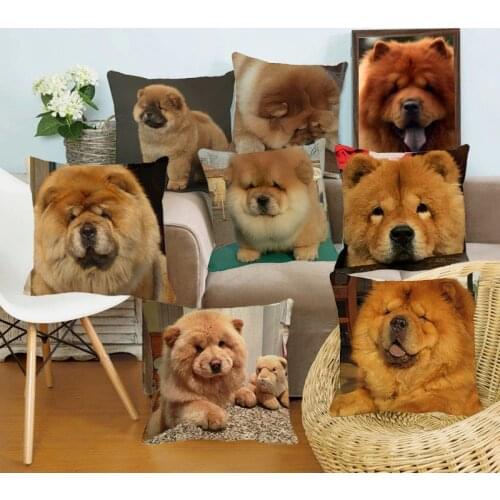 XUNYU Cute Pet Yellow Chow Chow Dog Cushion Cover Square Cushion Covers Home Decor Throw Pillowcases Linen Pillowcase B0053
