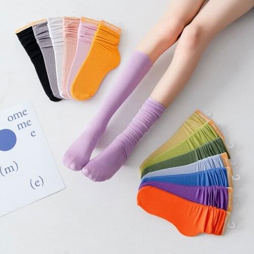 Women Long Socks Female 2021 Fashion Personality Creative Girl Preppy Style Candy Color Comfortable Trendy Womens Cotton Socks