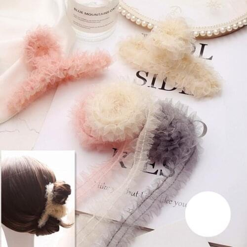 Wholesale 1m 1"(25mm) Soft Fold Pleated Skirt Lace Ribbon Bow Hair Accesories Diy Handmade Decoration Lace Crafts