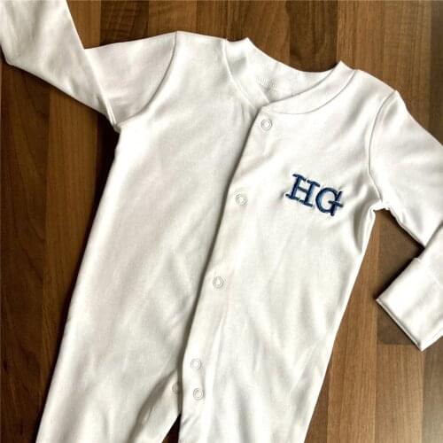 Personalised Newborn Baby Sleepsuit Embroidered Initials Baby Name Baby Shower Gift Romper Custom Embroidered Baby Bodysuit