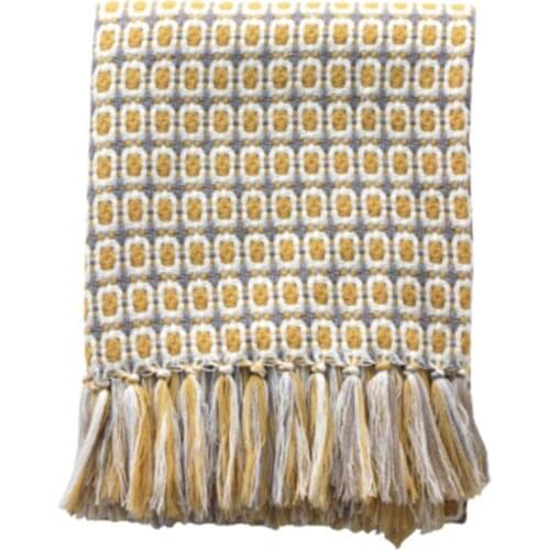 Yellow Plaid Stripe Travel TV Nap Blankets Sofa Throw Thread Knitted Blanket Bedspread on the Bed Soft Home Decor Tapestry