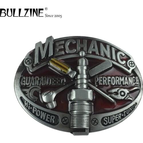 Bullzine zinc alloy mechanic TOOL jeans cowboy gift belt buckle with pewter finish FP-03643 for 4cm width belt drop shipping