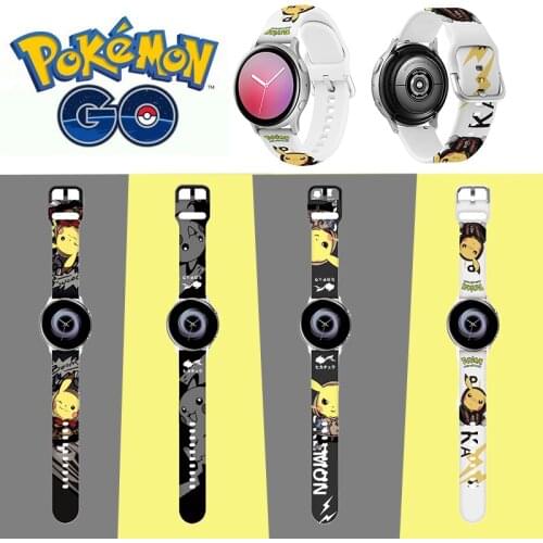 20/22mm Anime Pokemon Pikachu Print Smart Watch Bracelet Strap for Samsung Glory Huami Huawei GT2 Cartoon Silicone Watch Band