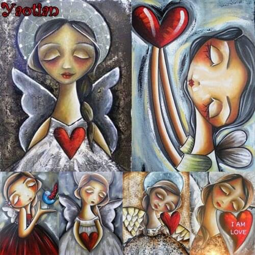 The most popular gift diamond mosaic cartoon girl 5d diamond painting love angel cross stitch rhinestone picture christmas decor