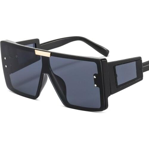 Oversized Sunglasses Men Women Big Frame Vintage Flat Top Punk Sunglasses Female Fashion Clear Shades High Quality Sun Glasses