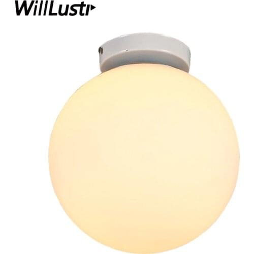 Modern White Global Glass Ceiling Lamp Hotel Restaurant Foyer Corridor Balcony Living Bedroom Creative Minimalist Globe Lighting
