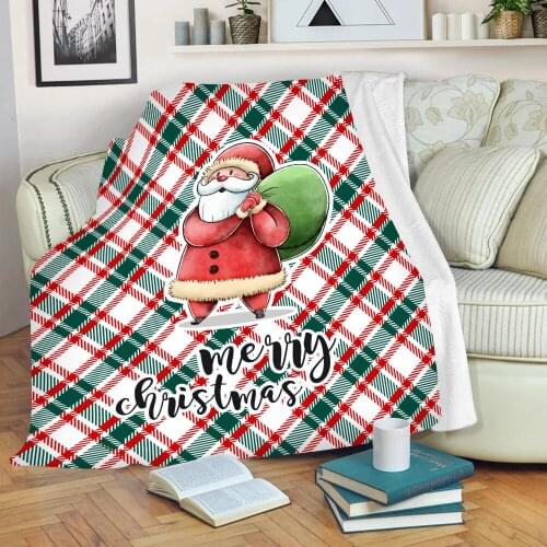 Super Soft Warm Winter Christmas Blanket Red Santa Sherpa Fleece Throw Blanket Bed Cover Bedspread Childrens Kids Adult Sofa Car