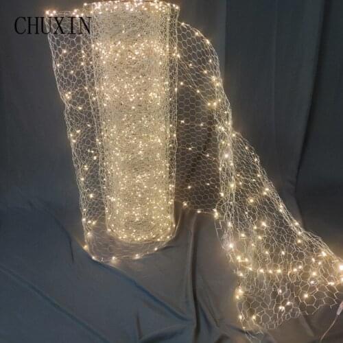Fairy String Lights Wrought Iron Luminous Star Network Wedding Decor Outdoor Garden Christmas Garland Holiday Lighting Net Light