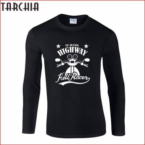 TARCHIA Brand Free Shipping Eur Size Long Sleeve Men T-Shirt 100% Cotton Plus Size Mens Tee Fashion Tee Moto Highway Cool