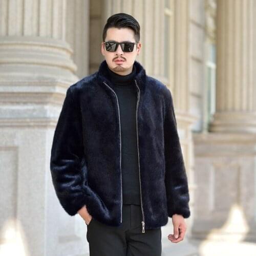 Mens imitation fur coat trendy 2021 winter new imitation mink stand-collar mink coat mens mink velvet coat