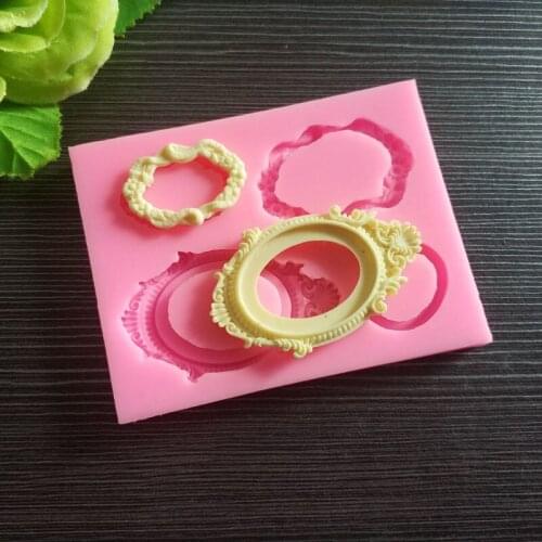 Vintage European photo frame fondant cake decoration silicone mold West Point baking tools