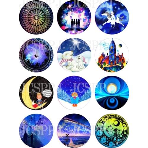 Waterproof glass stickers dream space pattern jewelry luggage shoes and clothes decoration accessories mosaic size 8~40mm