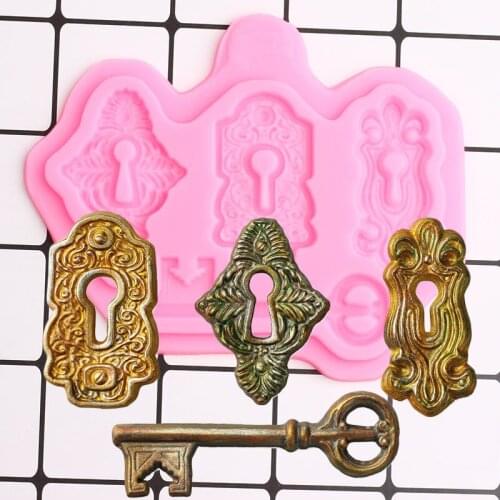 Key Hole Key Silicone Mold Cake Border Fondant Molds Cake Decorating Tools Chocolate Gumpaste Moulds Polymer Clay Candy Mould