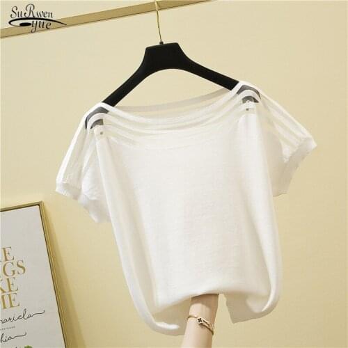 Plus Size Loose Korean Slim Ice Silk Solid Blouse Summer Short Sleeve Shirts Women O Neck Chic Splicing Casual Tee Blusas 13692