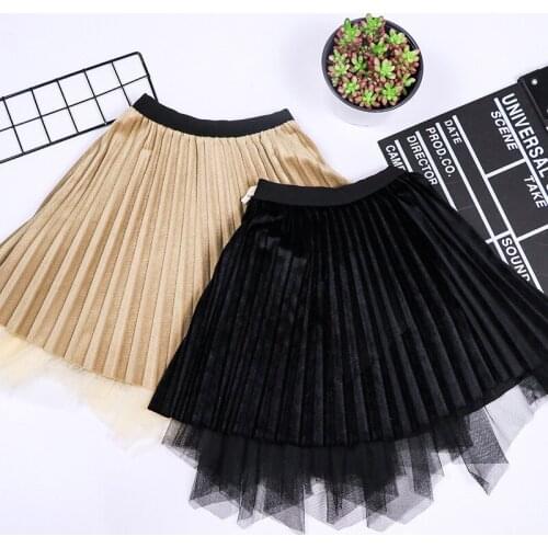 3 4 5 6 7 Years Girls Skirts Fashion Korean Pleated Skirt for Girls Mesh Stitching Wear on Both Sides Toddler Girl Skirts 2020