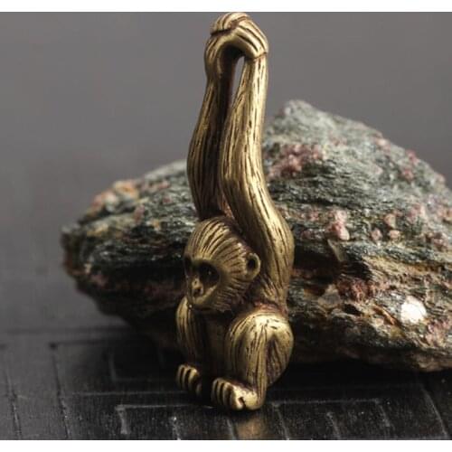 1 Pcs Brass Monkey Figurine Mini Animal Statue Ornament Home Office Desk Decoration Animal Sculpture