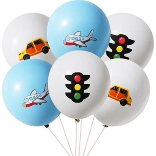 10pcs 12inch Excavator Car Sequin Balloons Car Airplane Traffic Light Latex Balloon Children Birthday Party Supply Decoration