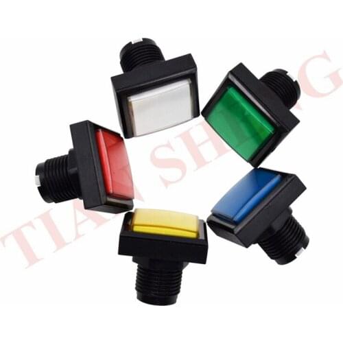10pcs/lot 44mm Square Arcade Button LED Illuminated Push Button with Microswitch for Arcade Games (DC 12V, 5 colors)
