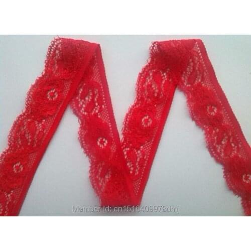 10 yards / lot of beautiful red embroidered stretch lace width 25 mm DIY clothing accessories Ribbon lace embroidery
