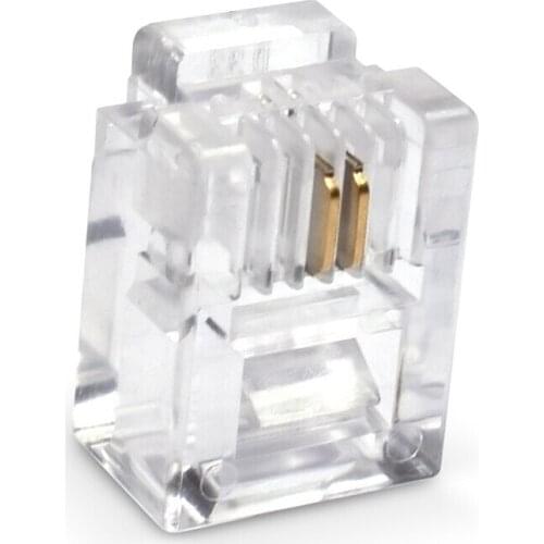 100Pcs RJ11 6P2C Telephone Internet Modular Plug Jack RJ11 Connector 2pin Telephone crystal head