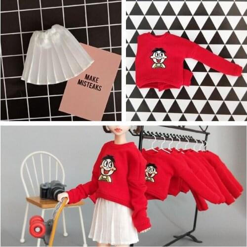 2pcs/set Blyth Clothes Cartoon Hoodie + Skirt for Blyth OB24 Azone Barbies Dress Doll Clothes Accessories