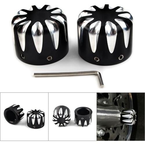29mm Motorcycle CNC Cut Front Axle Cap Nut Cover for Harley Electra Glide Sportster Dyna Softail Road King Black 2Pcs
