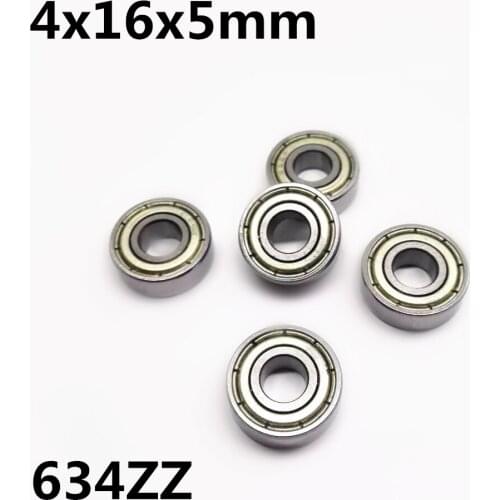 50Pcs 634ZZ 4x16x5 mm Deep groove ball bearing Miniature bearing High quality Low noise 634Z