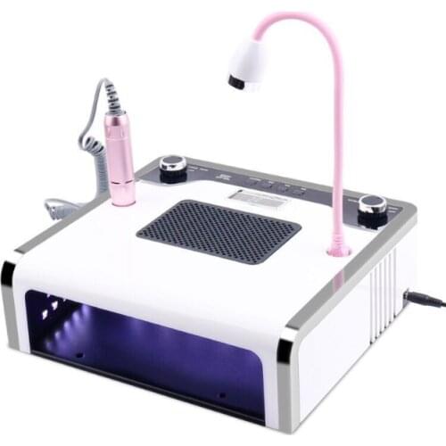 New 4 In 1 Electric Nail Drill Machine With 30000RPM Handpiece Dust Vacuum Suction 108W LED UV Lamp Electric Nail File 2