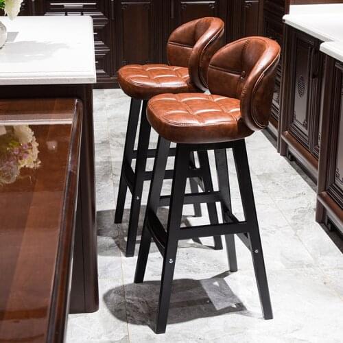 Bar chair modern minimalist solid wood bar stool high stool creative bar stool Nordic home high stool