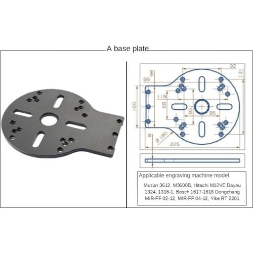 Engraving machine base plate, engraving machine base plate, accessories