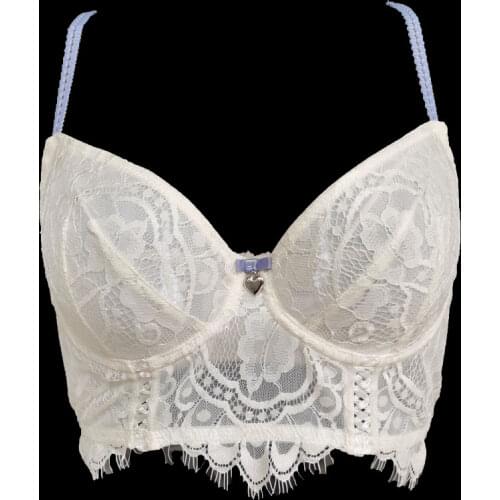 White Eyelash Floral Lace Bow Transparent Gauze Ultra Thin Underwire Sexy Women Bra Female Lingerie Fashion Underwear BRB073